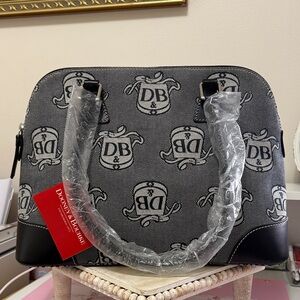 Dooney & Bourke Black and Gray DB Logo Satchel